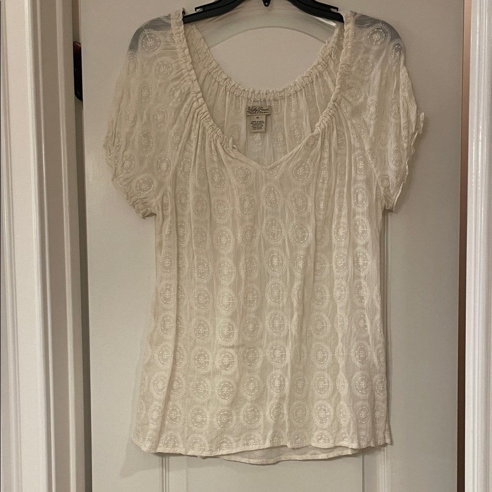 Lucky Brand Cream Patterned Blouse